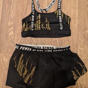XL Infinity War Exercise Shorts and Sports Bra Combo